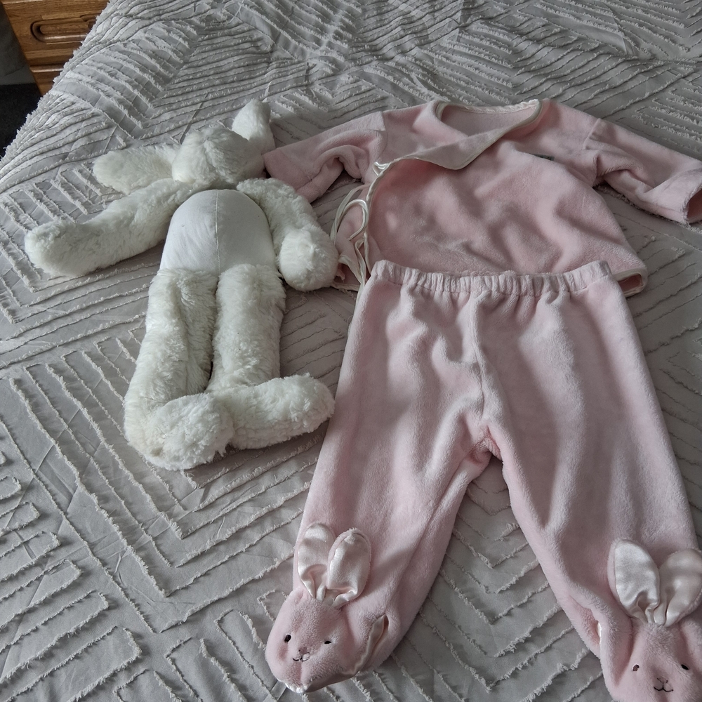 Bunnies by the Bay Soft Pink Baby Two-Piece Set with White Plush Bunny